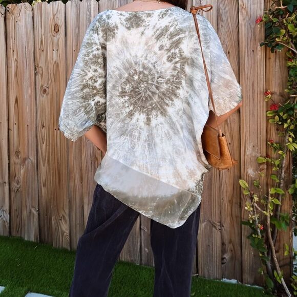 VALENTINA NALDI Tuscany Tie Dye Linen Top S - Picture 6 of 8